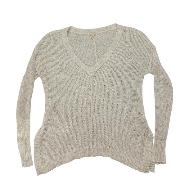 EILEEN FISHER Open Knit V-neck Pullover Sweater Snow White Sz Small Linen Blend - Picture 4 of 10